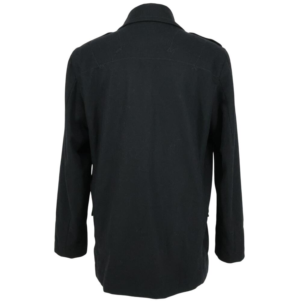 Calvin Klein Jeans Coat Jacket Mens XL Black Wool Blend Double Breasted Full Zip - Picture 3 of 16